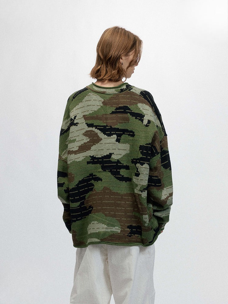 Tactical Camo Jacquard Knit Pullover Sweater | SEAKOFF