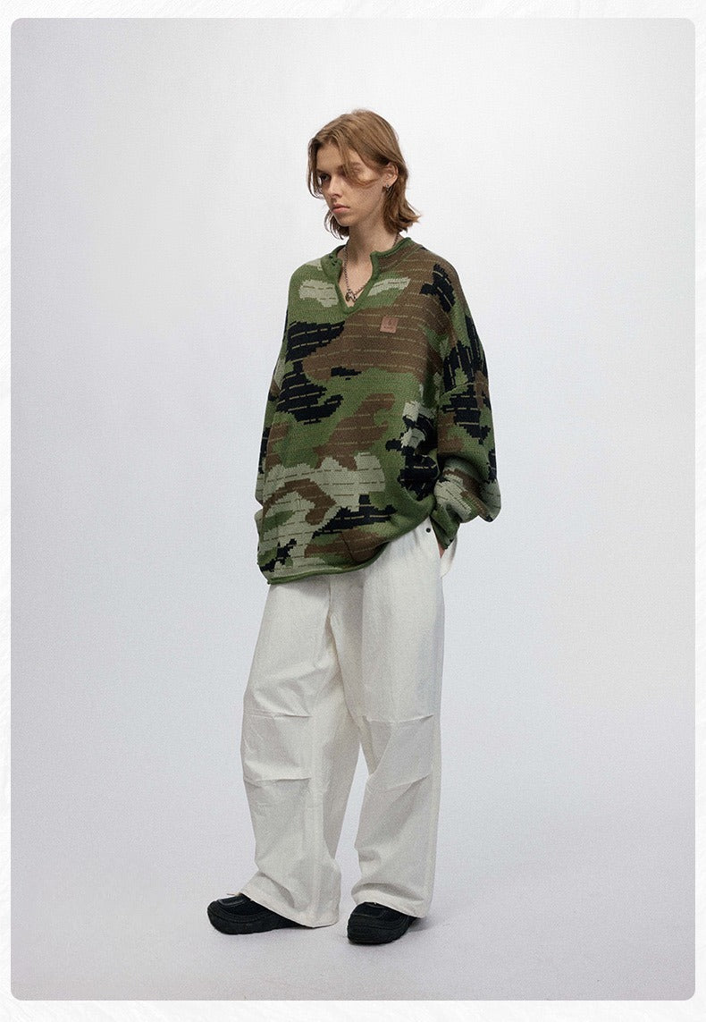 Tactical Camo Jacquard Knit Pullover Sweater | SEAKOFF