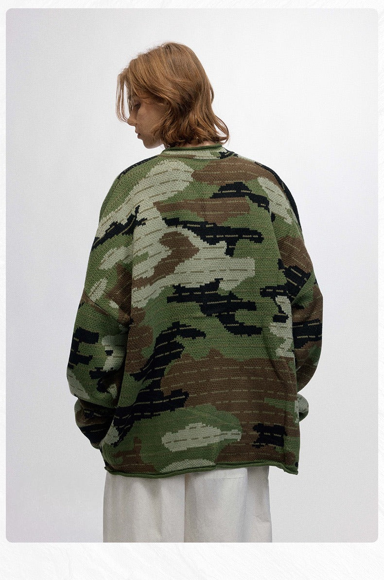Tactical Camo Jacquard Knit Pullover Sweater | SEAKOFF