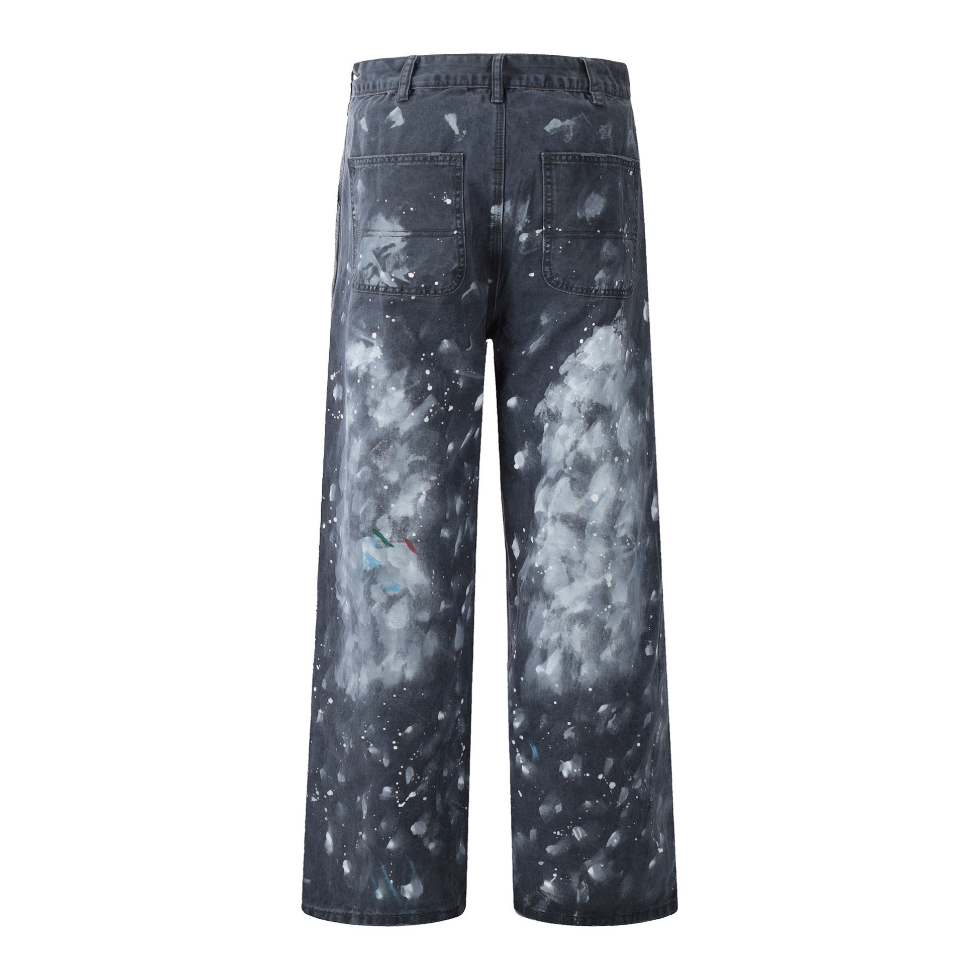 Paint Splatter Straight-Leg Pants | Khaki Streetwear Trousers