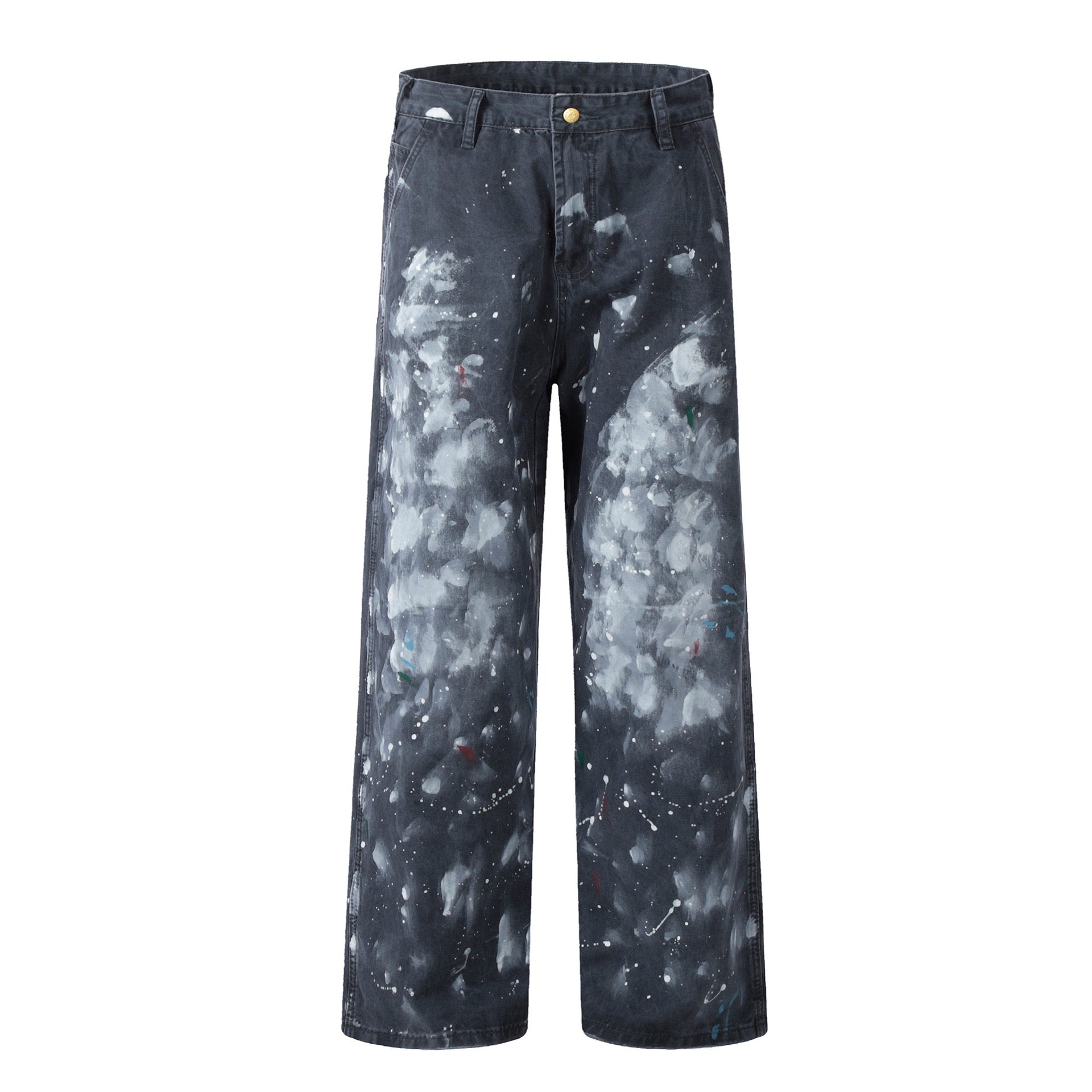 Paint Splatter Straight-Leg Pants | Khaki Streetwear Trousers