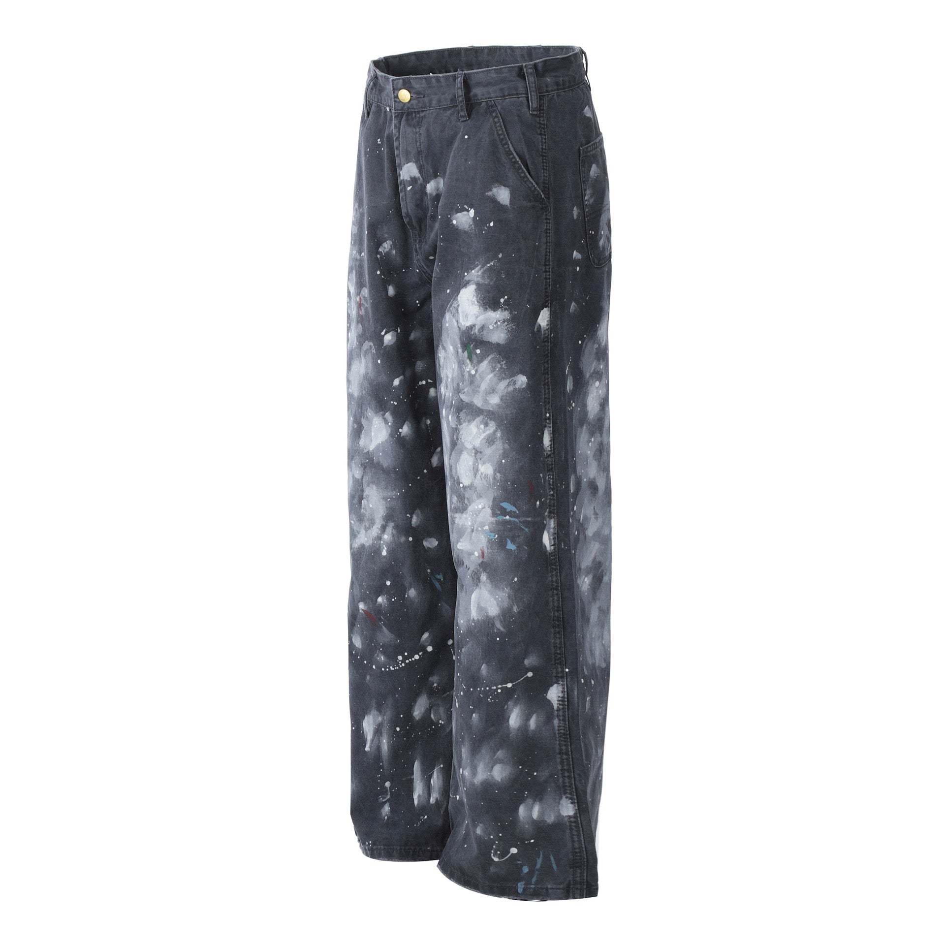 Paint Splatter Straight-Leg Pants | Khaki Streetwear Trousers