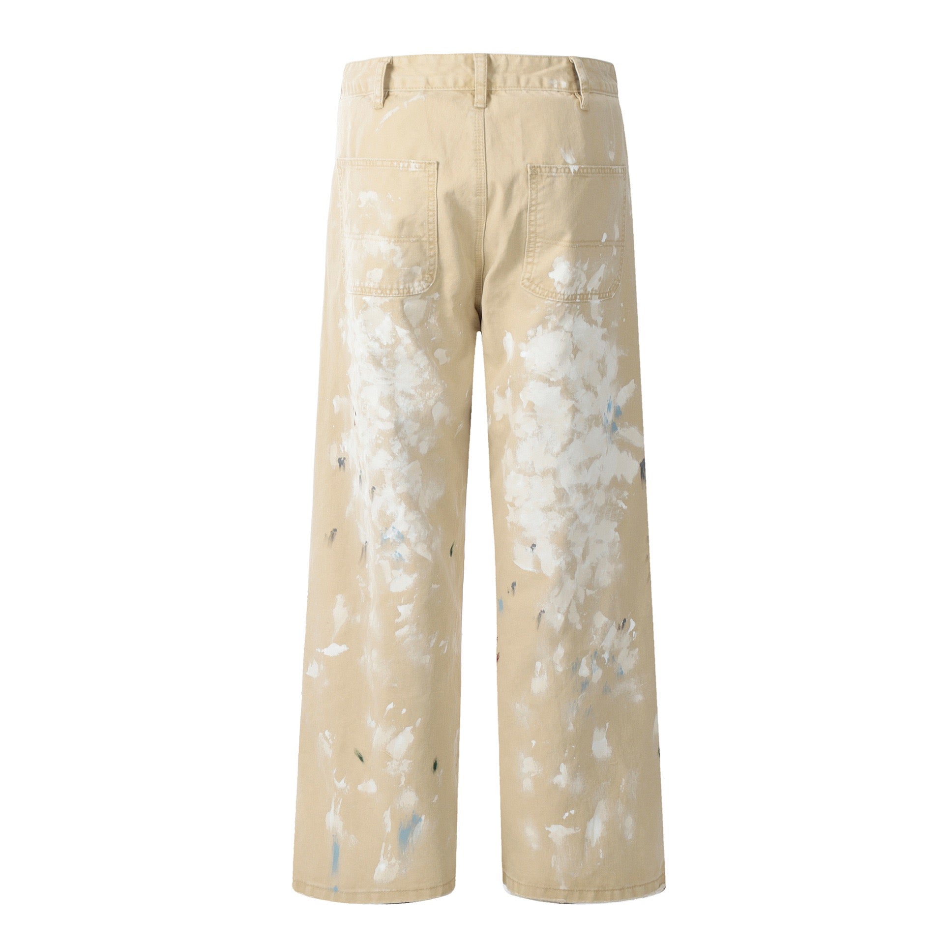 Paint Splatter Straight-Leg Pants | Khaki Streetwear Trousers