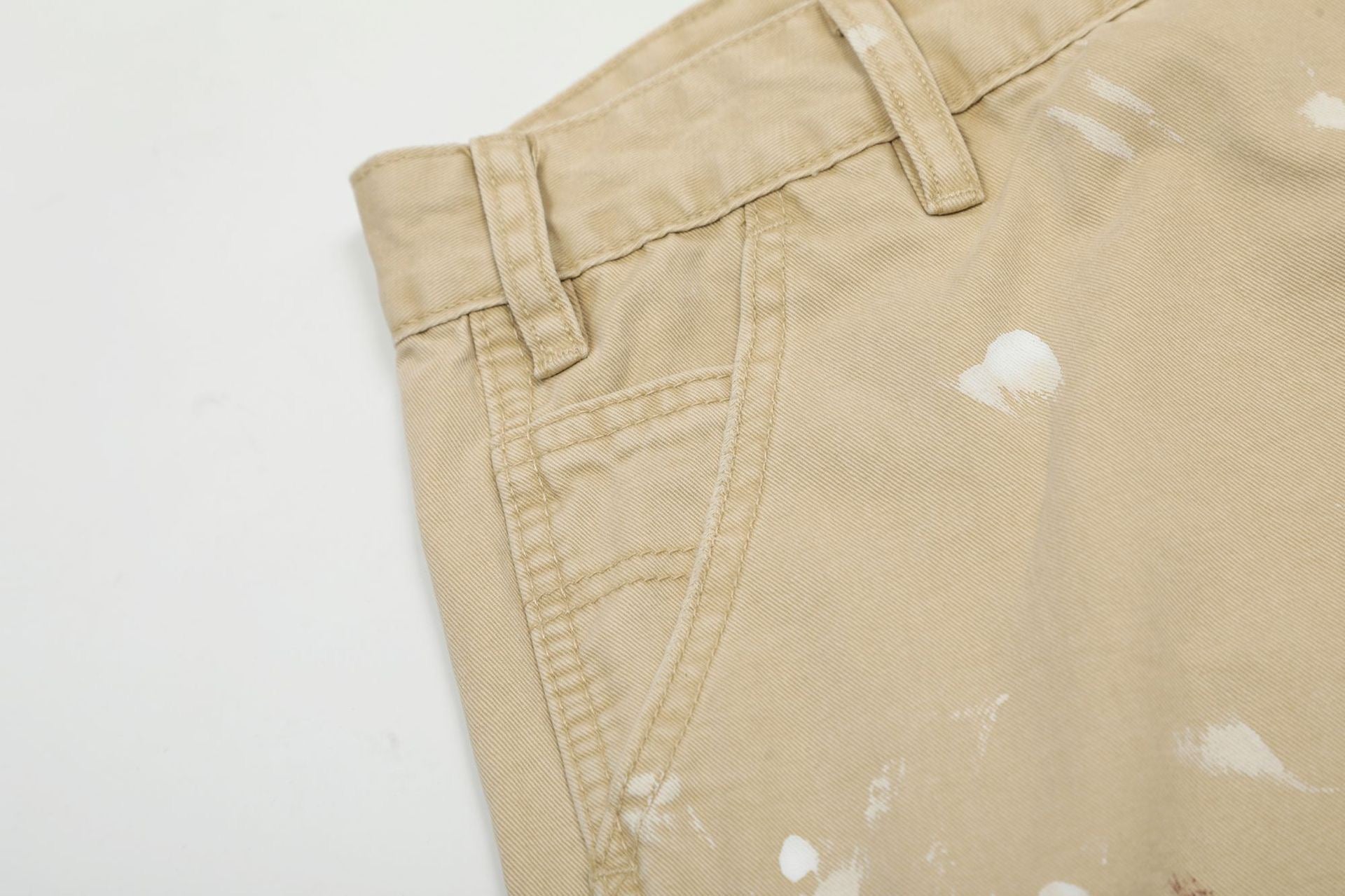Paint Splatter Straight-Leg Pants | Khaki Streetwear Trousers