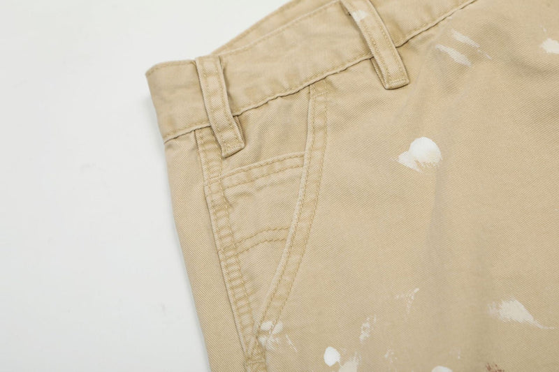 Paint Splatter Straight-Leg Pants | Khaki Streetwear Trousers