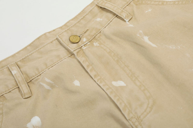 Paint Splatter Straight-Leg Pants | Khaki Streetwear Trousers