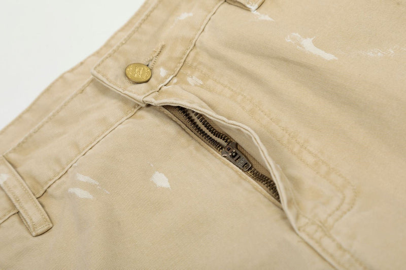 Paint Splatter Straight-Leg Pants | Khaki Streetwear Trousers