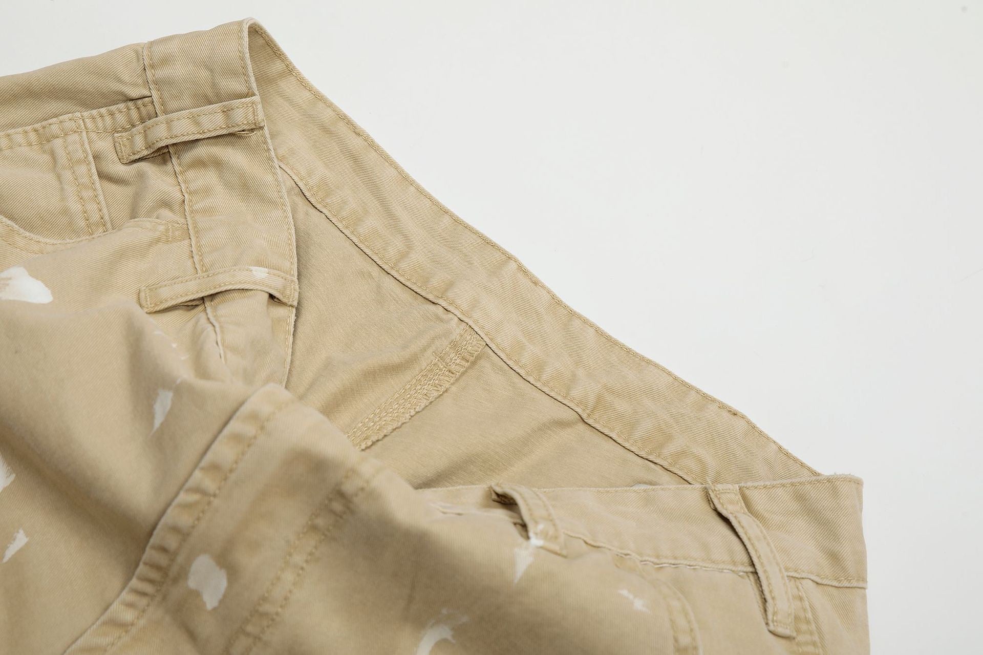 Paint Splatter Straight-Leg Pants | Khaki Streetwear Trousers