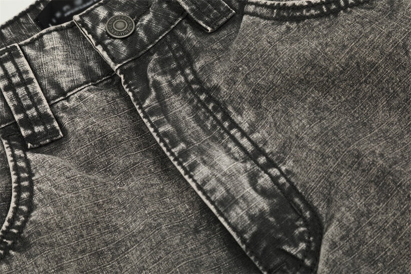 Omirad Vintage Wash Wide-Leg Cargo Jeans | Multi-Pocket