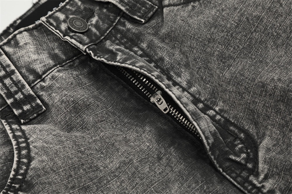 Omirad Vintage Wash Wide-Leg Cargo Jeans | Multi-Pocket