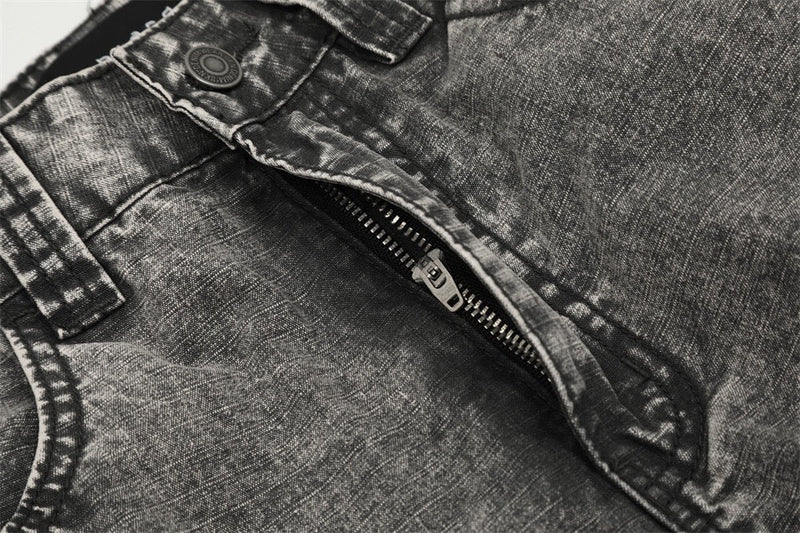 Omirad Vintage Wash Wide-Leg Cargo Jeans | Multi-Pocket