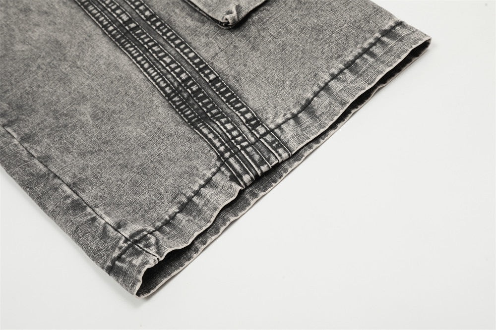 Omirad Vintage Wash Wide-Leg Cargo Jeans | Multi-Pocket