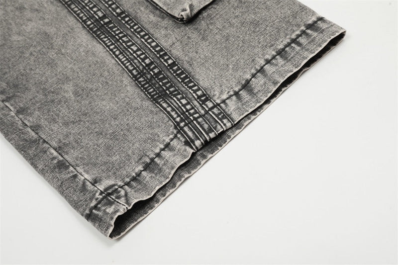 Omirad Vintage Wash Wide-Leg Cargo Jeans | Multi-Pocket
