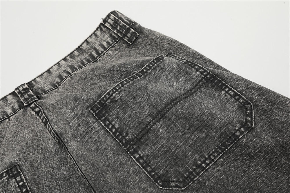 Omirad Vintage Wash Wide-Leg Cargo Jeans | Multi-Pocket