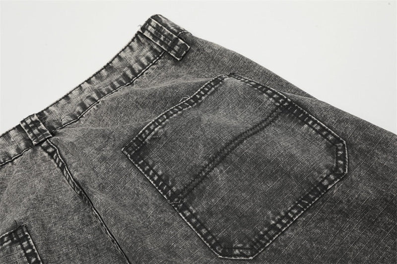Omirad Vintage Wash Wide-Leg Cargo Jeans | Multi-Pocket