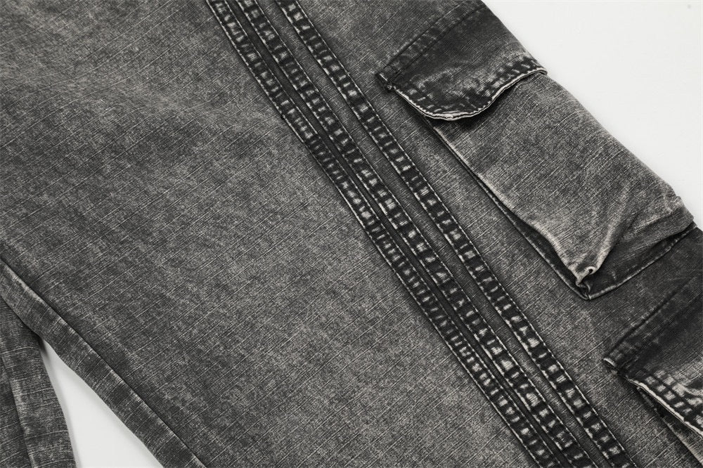 Omirad Vintage Wash Wide-Leg Cargo Jeans | Multi-Pocket