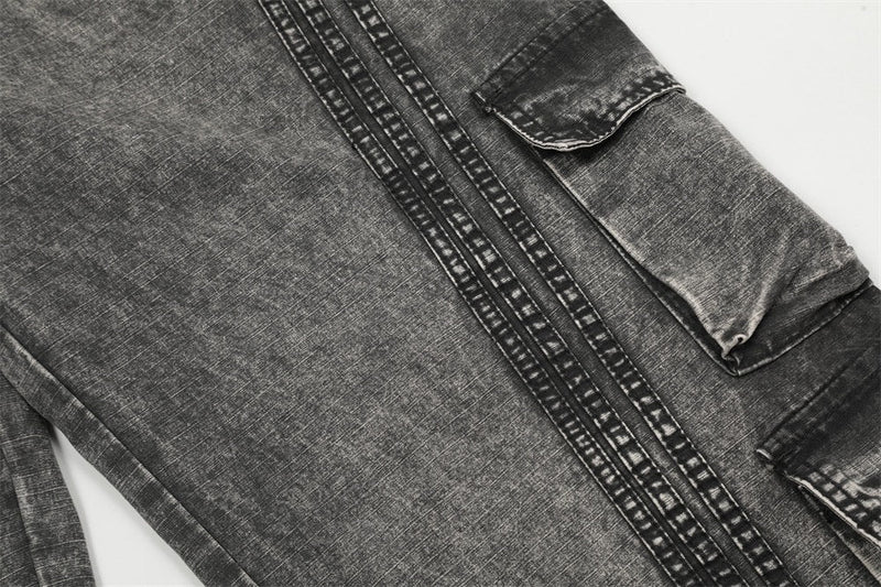 Omirad Vintage Wash Wide-Leg Cargo Jeans | Multi-Pocket