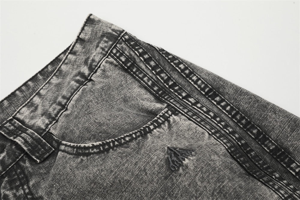 Omirad Vintage Wash Wide-Leg Cargo Jeans | Multi-Pocket