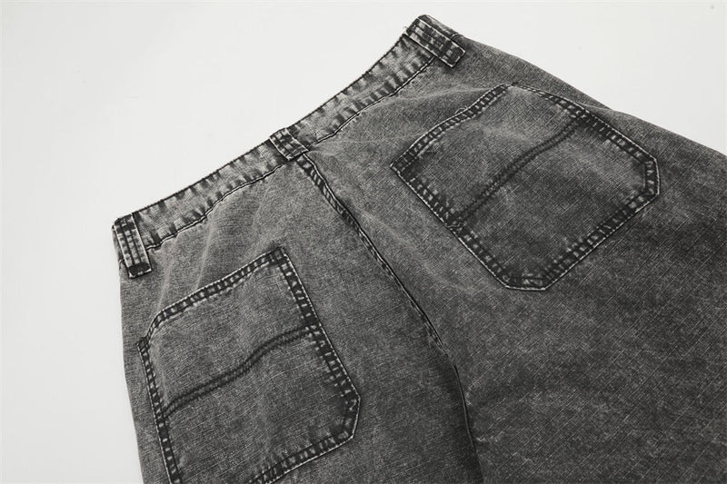 Omirad Vintage Wash Wide-Leg Cargo Jeans | Multi-Pocket
