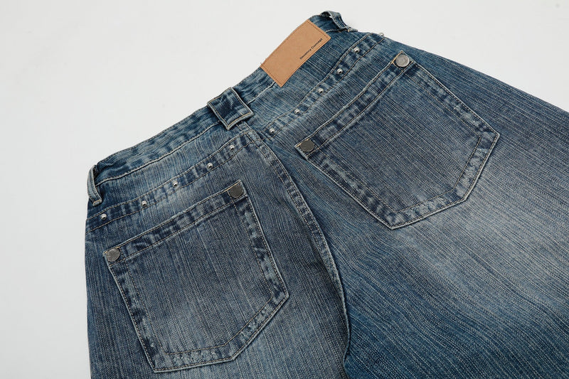 Studded Vintage Wide-Leg Jeans | Streetwear Denim
