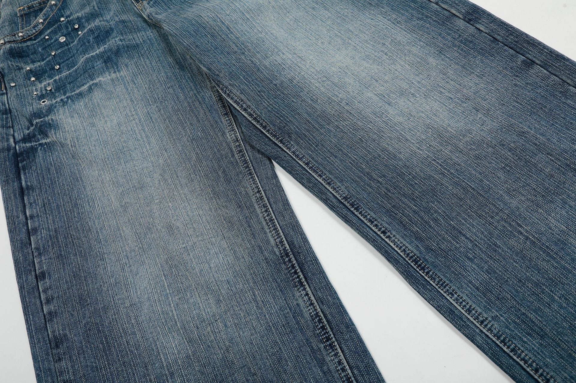 Studded Vintage Wide-Leg Jeans | Streetwear Denim