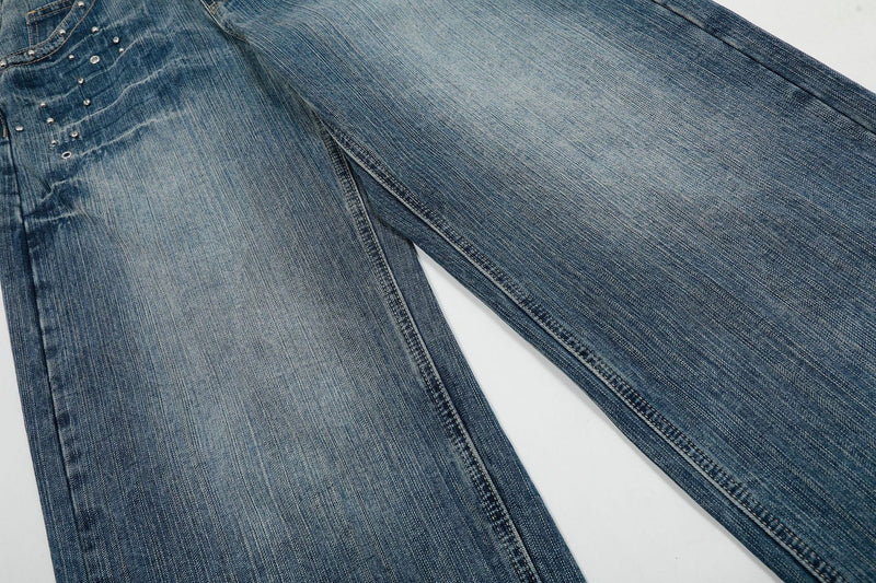 Studded Vintage Wide-Leg Jeans | Streetwear Denim