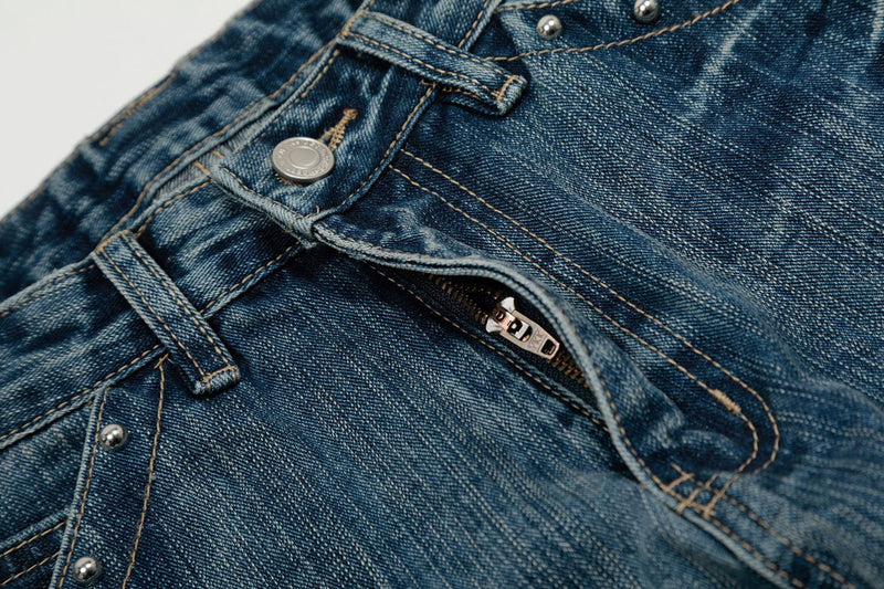 Studded Vintage Wide-Leg Jeans | Streetwear Denim