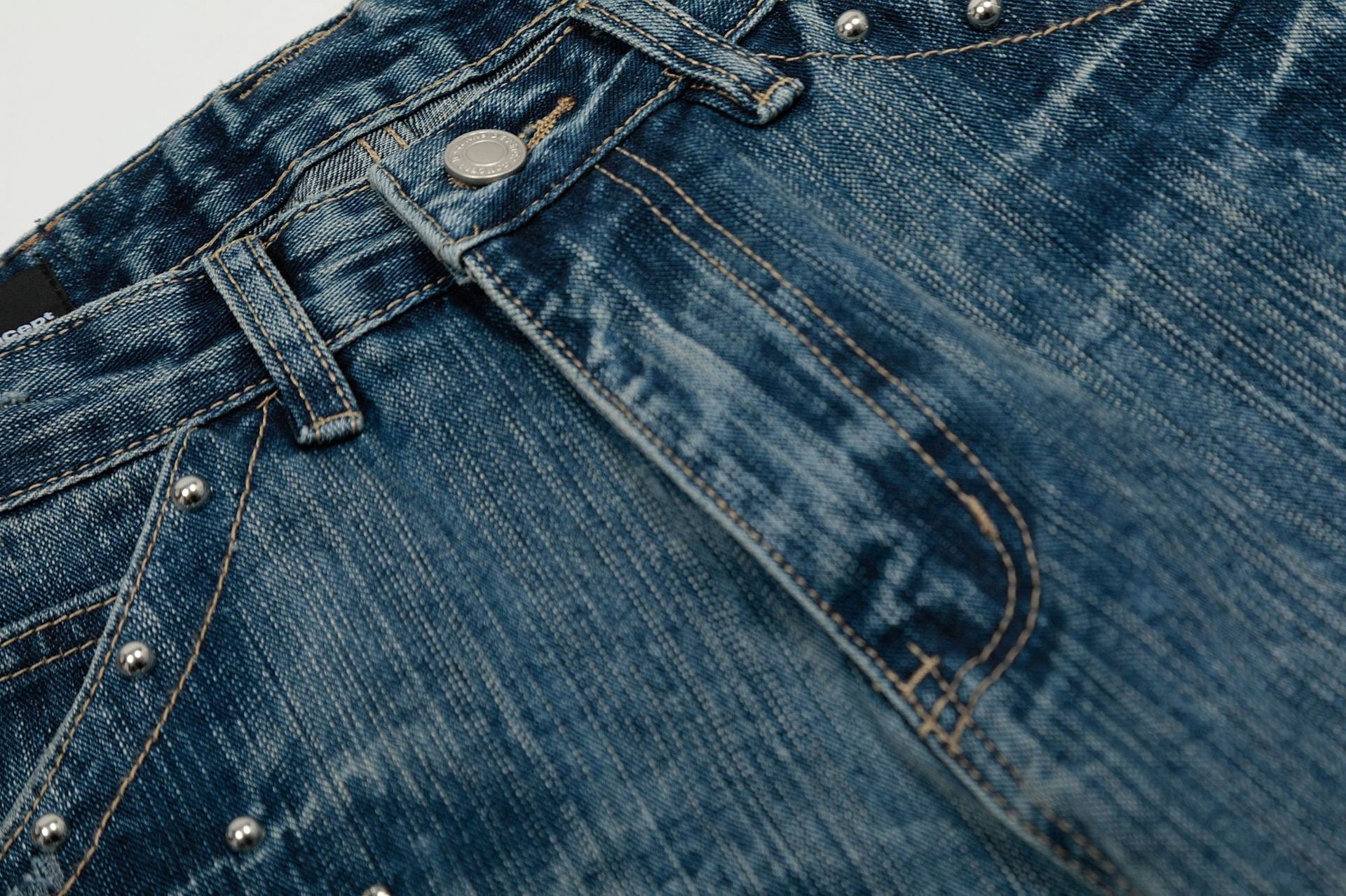 Studded Vintage Wide-Leg Jeans | Streetwear Denim