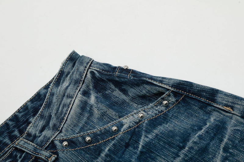 Studded Vintage Wide-Leg Jeans | Streetwear Denim