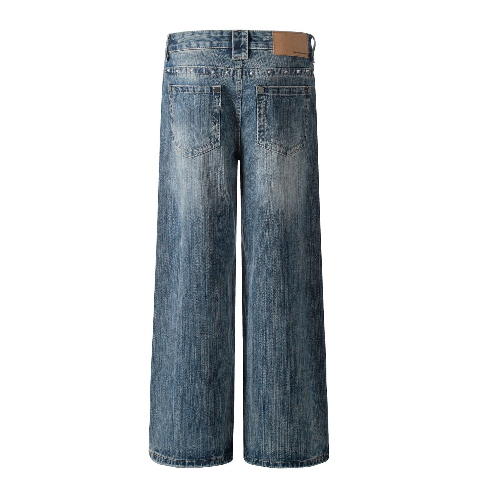 Studded Vintage Wide-Leg Jeans | Streetwear Denim