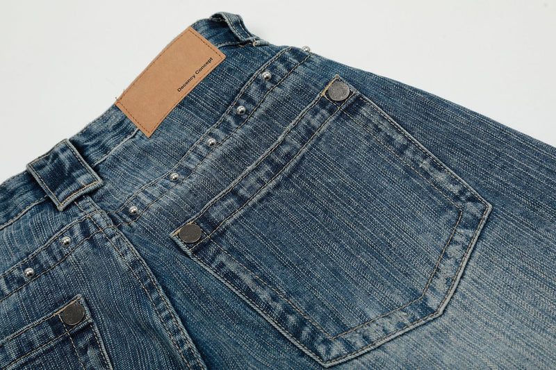 Studded Vintage Wide-Leg Jeans | Streetwear Denim