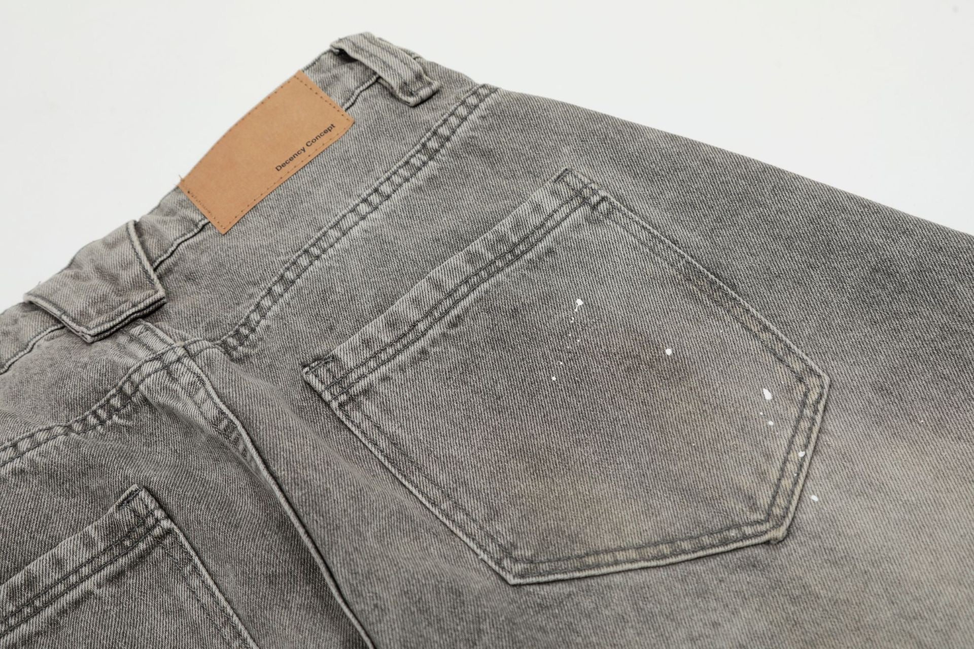 Omirad Paint-Splatter Barrel-Leg Jeans | Vintage Washed Denim
