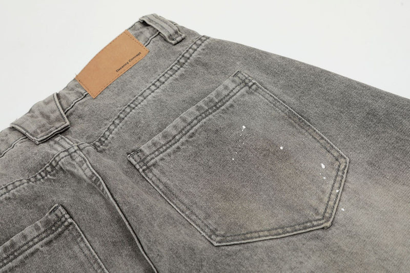 Omirad Paint-Splatter Barrel-Leg Jeans | Vintage Washed Denim