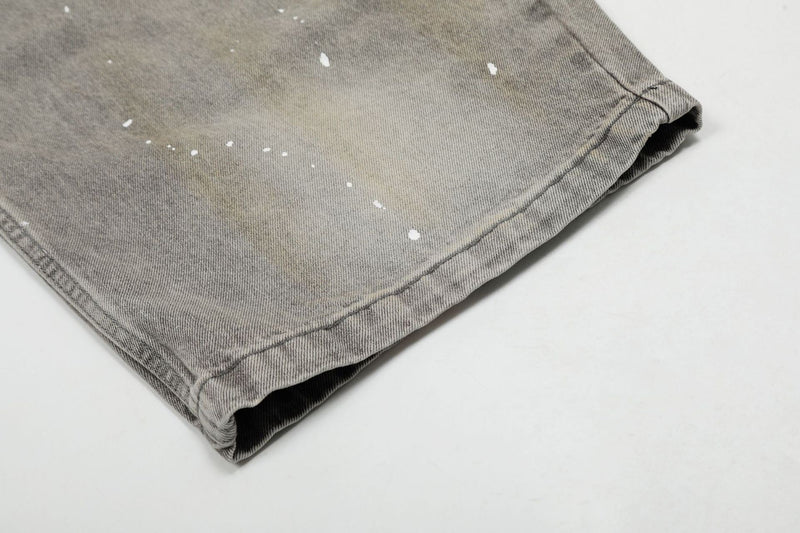 Omirad Paint-Splatter Barrel-Leg Jeans | Vintage Washed Denim