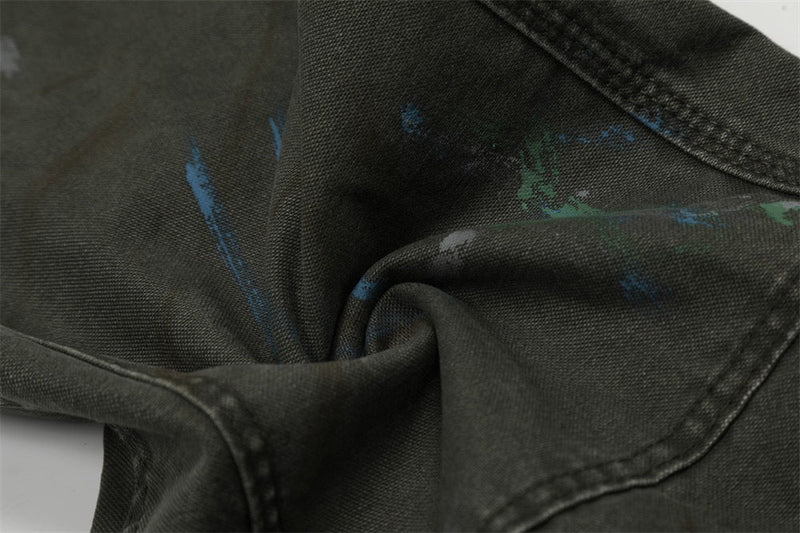 Paint-Stroke Wide-Leg Carpenter Pants | Streetwear Workwear