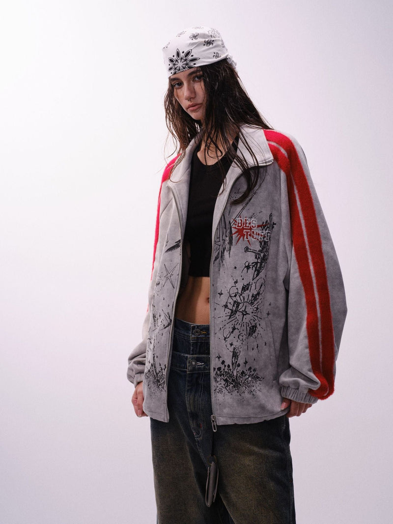 Omirad Red Stripe Graphic Track Jacket | Cyber Street Style