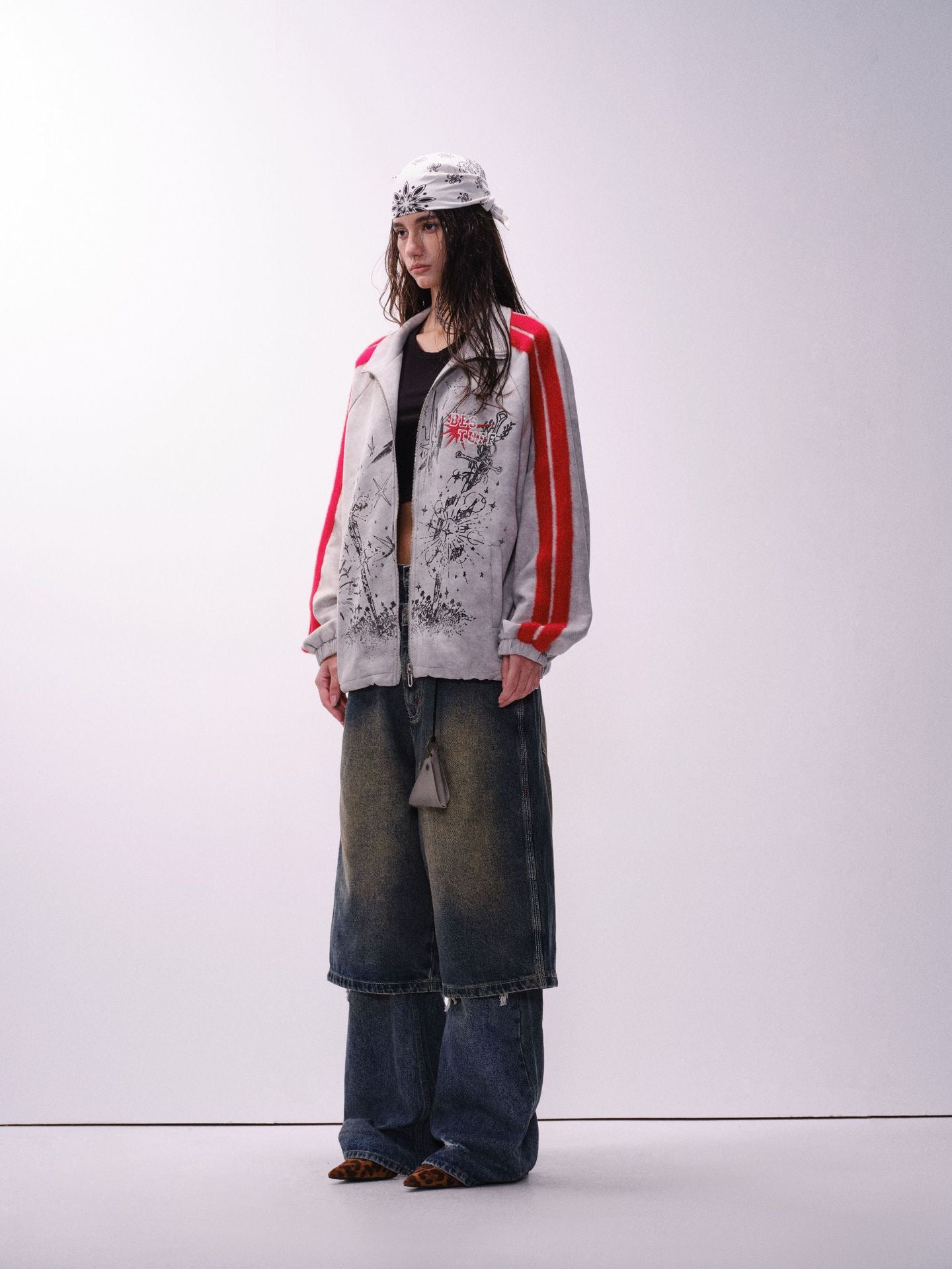 Omirad Red Stripe Graphic Track Jacket | Cyber Street Style
