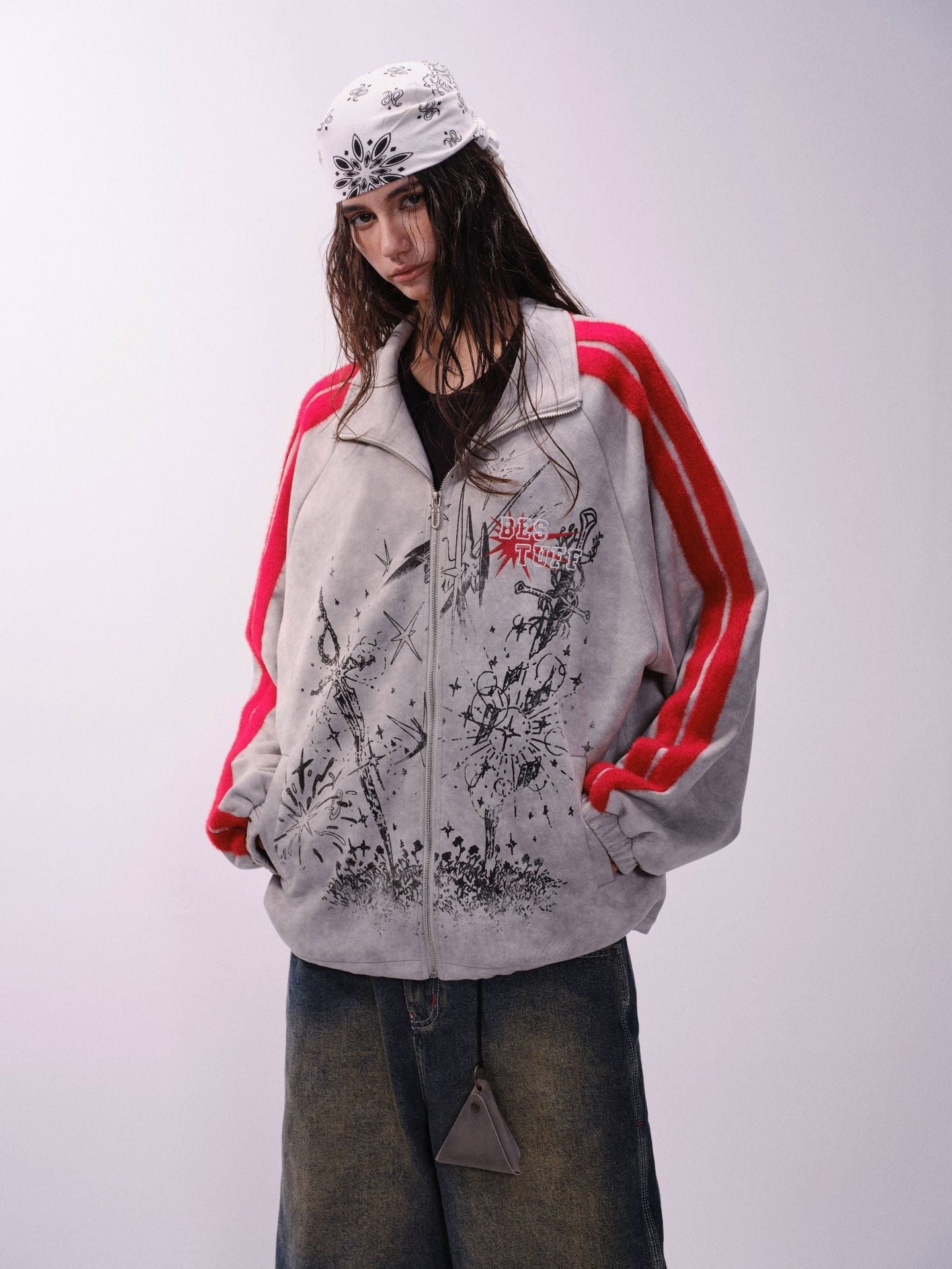 Omirad Red Stripe Graphic Track Jacket | Cyber Street Style