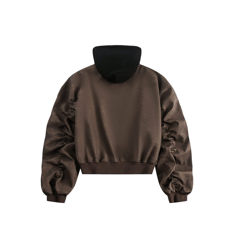 Omirad Cropped Bomber Jacket with Built-In Hood | Streetwear