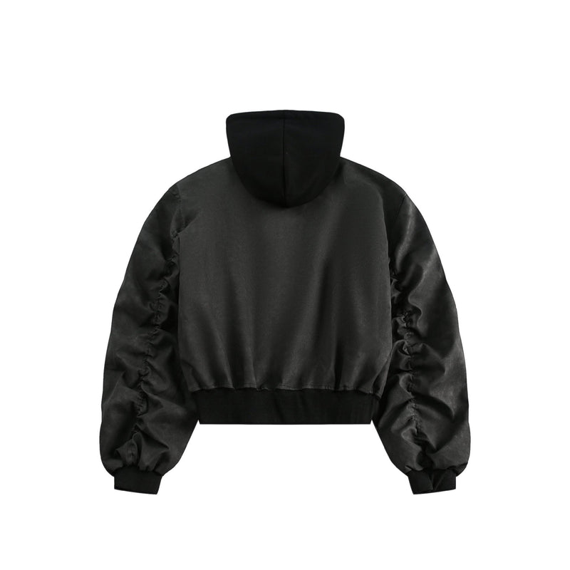 Omirad Cropped Bomber Jacket with Built-In Hood | Streetwear