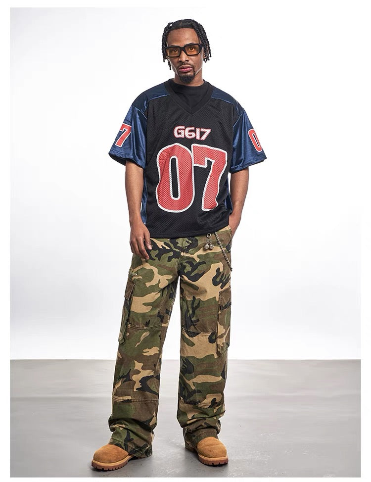 G617 Varsity Block Mesh Jersey Tee | Oversized Streetwear