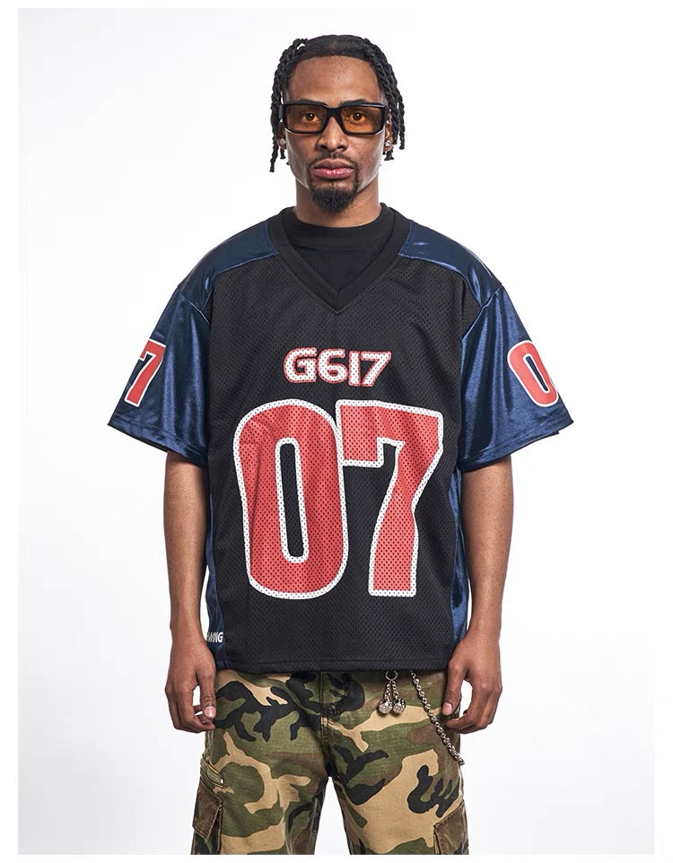 G617 Varsity Block Mesh Jersey Tee | Oversized Streetwear