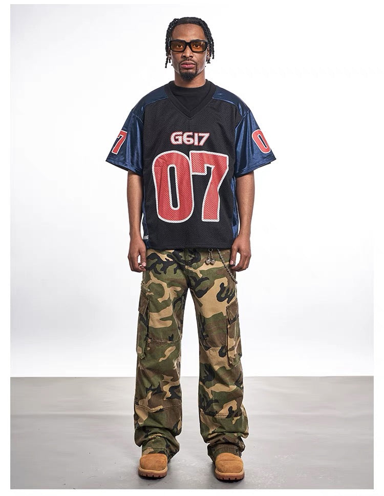 G617 Varsity Block Mesh Jersey Tee | Oversized Streetwear