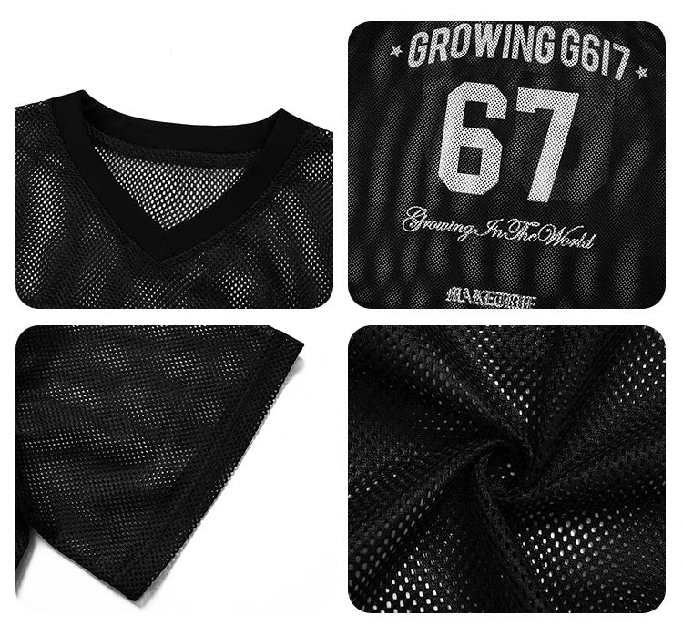 Growing G617 Mesh Jersey Tee | Varsity Number 67 Streetwear