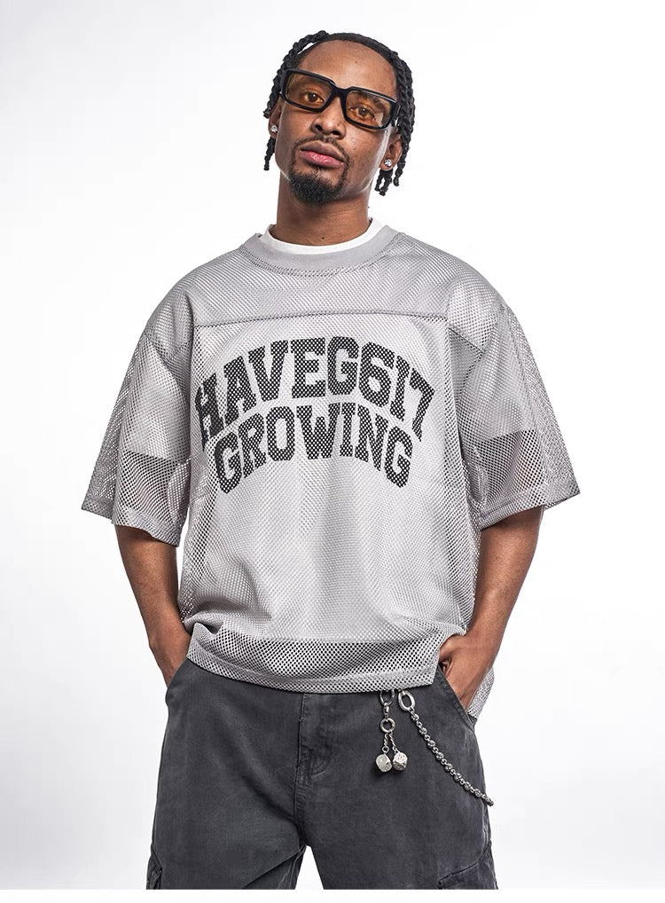 HAVEG617 Growing Mesh Jersey Tee | Varsity Graphic Street Style
