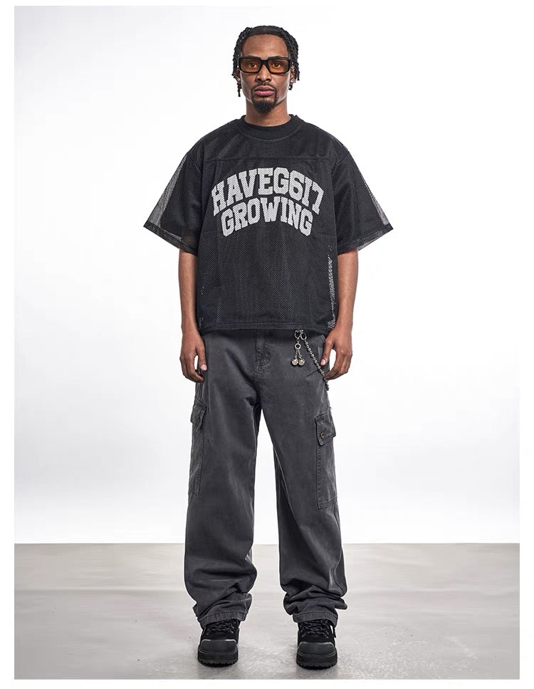 HAVEG617 Growing Mesh Jersey Tee | Varsity Graphic Street Style