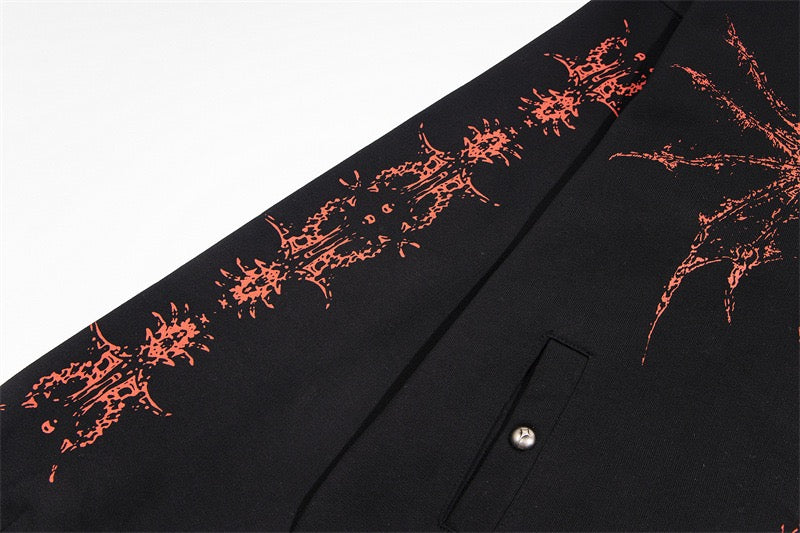 Omirad Gothic Dragon Graphic Zip-Up Hoodie | Dark Streetwear