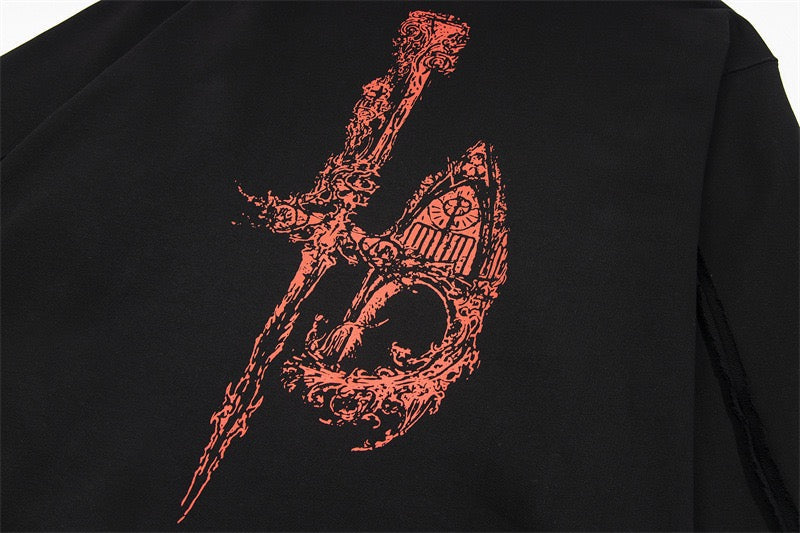 Omirad Gothic Dragon Graphic Zip-Up Hoodie | Dark Streetwear