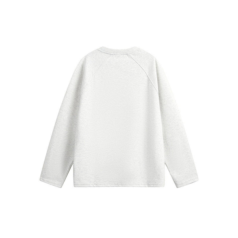 Plain light gray back view of the long sleeve tee