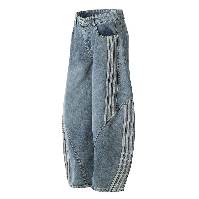 Omirad Wide-Leg Curved Panel Jeans | Stripe Detail